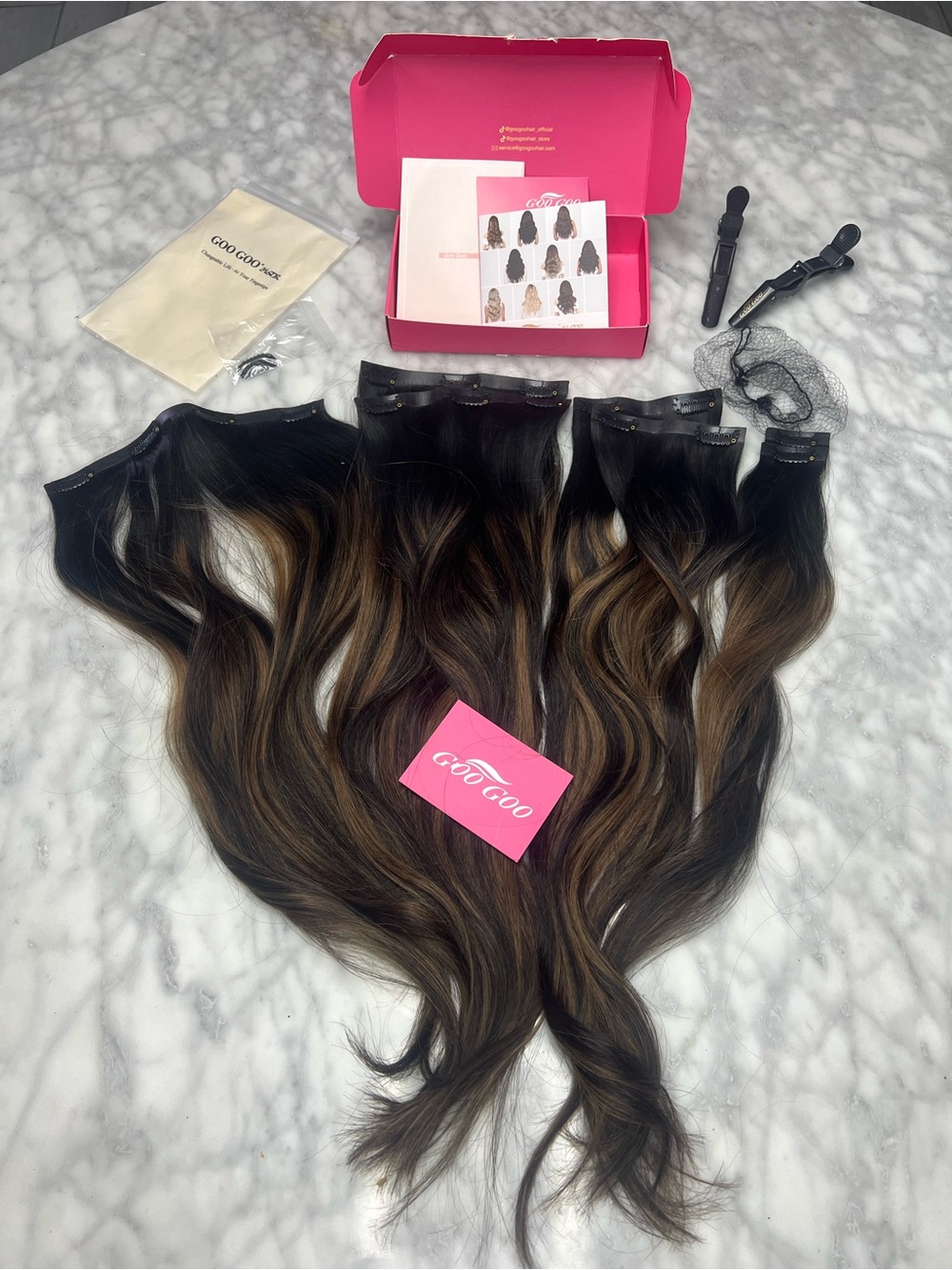 GooGoo Seamless Clip-ins Balayage Dark brown 1B/6/1B